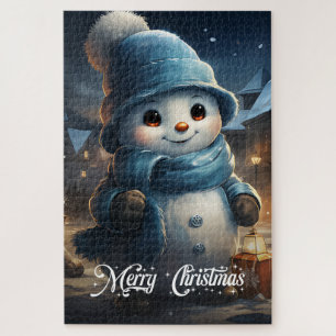 Cute children's Christmas gift with baby snowman Jigsaw Puzzle