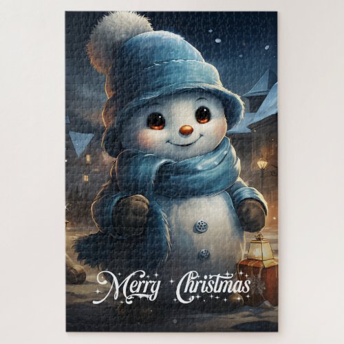 Cute childrens Christmas gift with baby snowman Jigsaw Puzzle