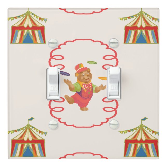 Cute Children's Circus Bear Light Switch Cover (In Situ)