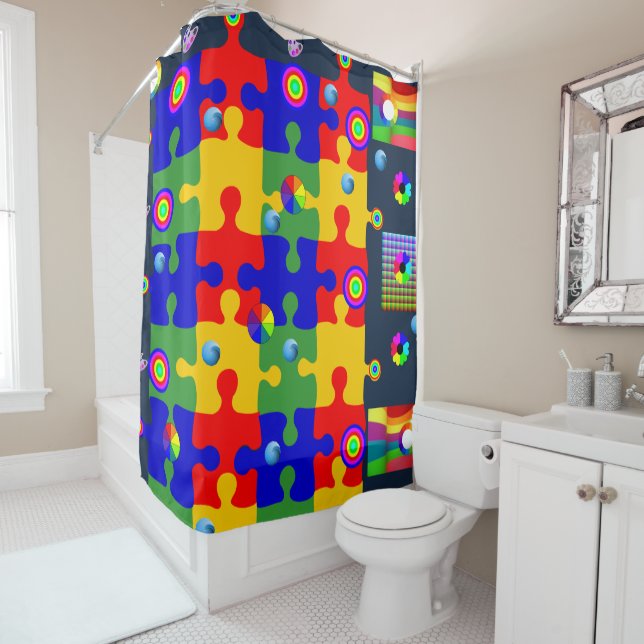 Cute Children's Colorful Shower Curtain (In Situ)