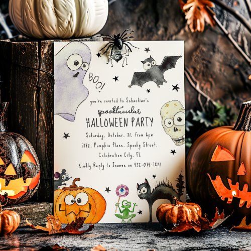 Cute Childrens Fun Halloween Invitation