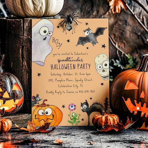 Cute Childrens Fun Halloween Invitation