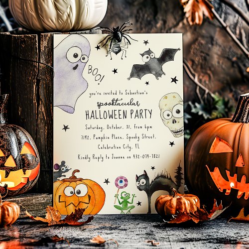 Cute Childrens Fun Halloween Invitation