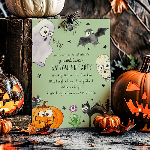 Cute Childrens Fun Halloween Invitation