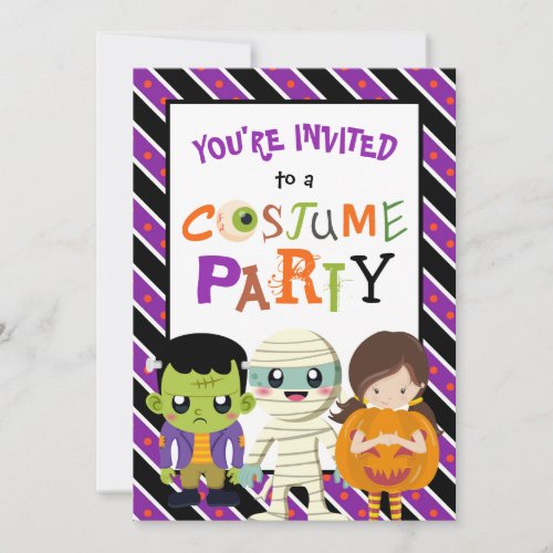 Cute Childrens Halloween Costume Party Invitation