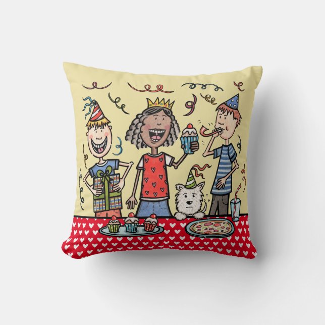 Cute Children's Party Illustration Cushion (Front)
