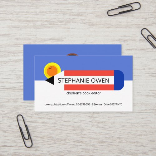Cute Childrens Pencil Author Business Card