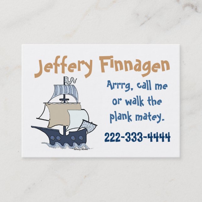 Cute Children's Pirate Ship Calling Card (Front)