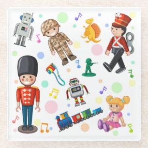 Cute Children's Toys for the Holidays Glass Coaster