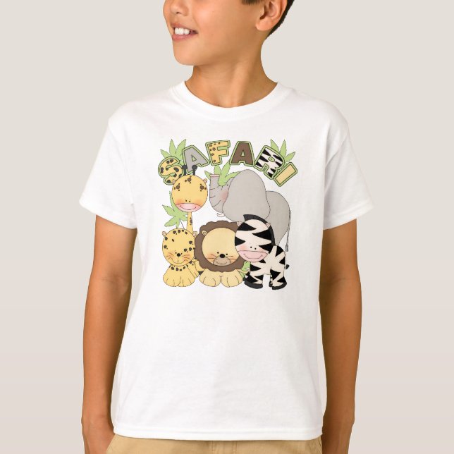 cute children's tshirt with safari jungle animals (Front)