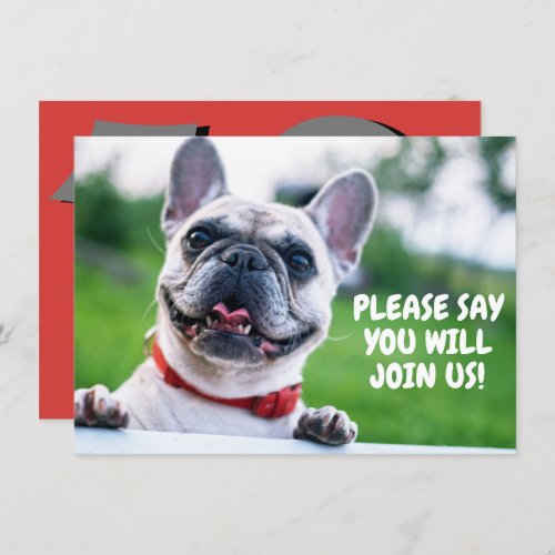 Cute Childs Any Age French Bulldog Birthday Invitation