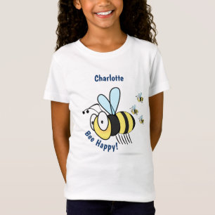 Cute Child's Bumble Bee, Happy, Add Name T-Shirt