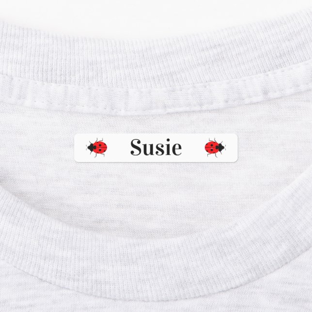 Cute Child's Ladybugs Iron On Labels (Affixed)