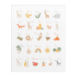 Cute Child's Watercolor Alphabet Acrylic Print