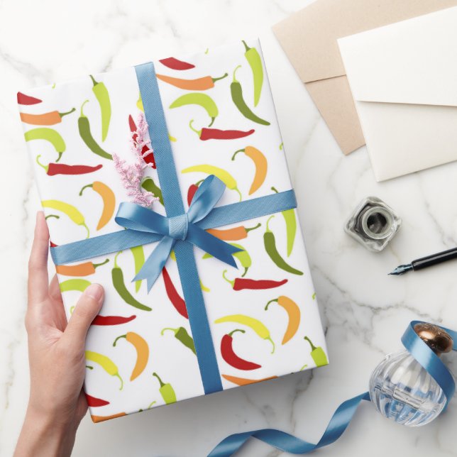Cute Chili peppers tiled pattern Mexican Wrapping Paper (Gifting)