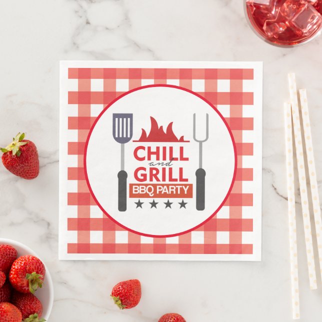 Cute chill and grill party bbq paper dinner napkins (Insitu)
