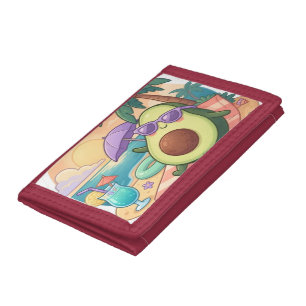 Cute Chill Avocado on Beach Summer Vacation Sticke Tri-fold Wallet