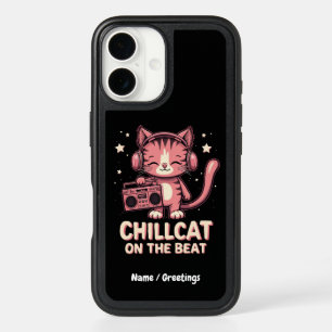 Cute Chill Cat on the Beat Trendy Design iPhone 16 Case