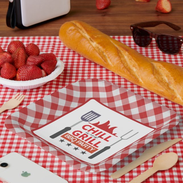 Cute chill grill BBQ party Paper Plates (Picnic)