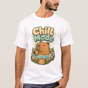 Cute Chill Mode Capybara Hot Spring Illustration T-Shirt