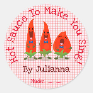 Cute chilli pepper cartoon illustration label