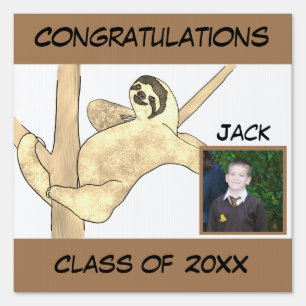 Cute chilling Sloth Add Photo School Graduation Sign