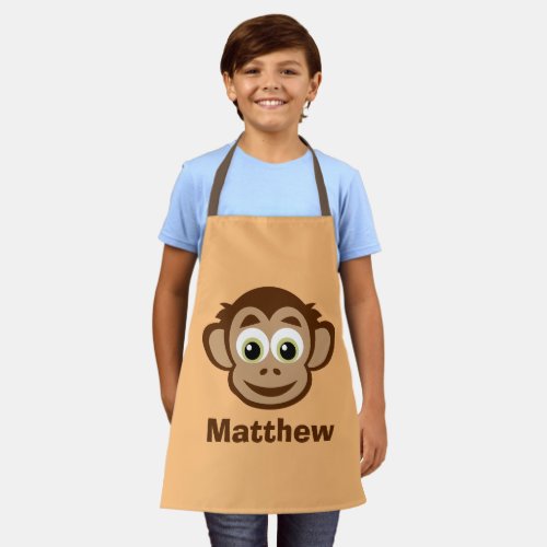 Cute chimp monkey cartoon personalized kids apron
