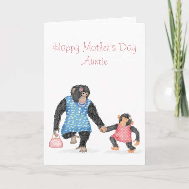 Cute chimp Mother's Day card for aunt (Front)