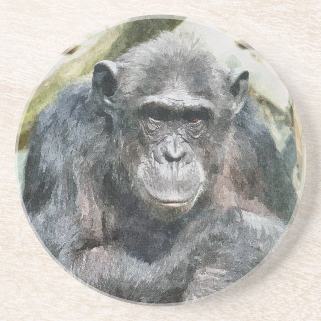 CUTE CHIMPANZEE DRINK COASTER (Front)