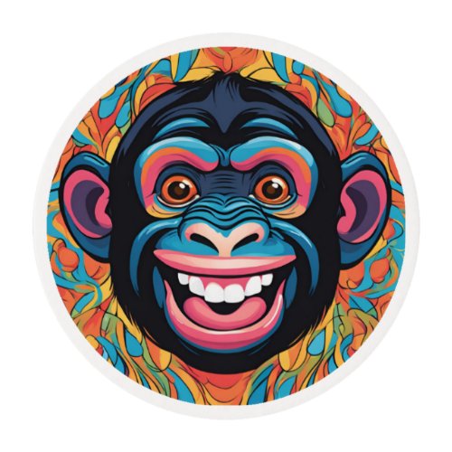 Cute Chimpanzee Edible Frosting Rounds