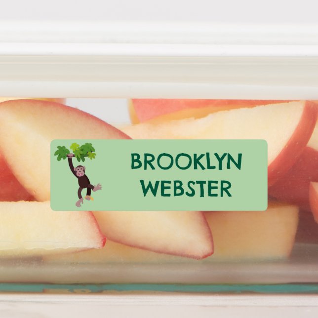 Cute chimpanzee in jungle cartoon personalized labels (Affixed)