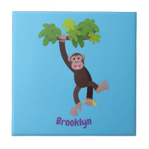 Ceramic Art Tile 6"x6" Monkey Chimpanzees with baby chimp cute hand painted G44 