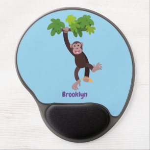 Cute chimpanzee in jungle hanging cartoon gel mouse pad