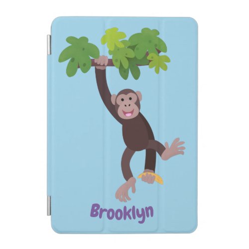 Cute chimpanzee in jungle hanging cartoon iPad mini cover