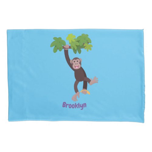 Cute chimpanzee in jungle hanging cartoon pillow case