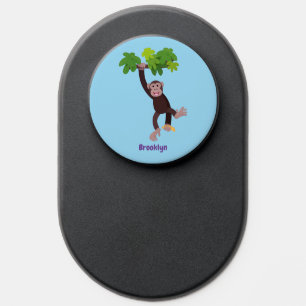 Cute chimpanzee in jungle hanging cartoon PopSocket