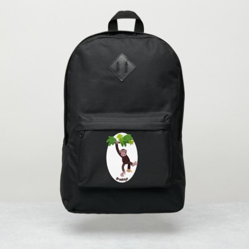 Cute chimpanzee in jungle hanging cartoon port authority backpack
