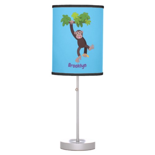 Cute chimpanzee in jungle hanging cartoon table lamp