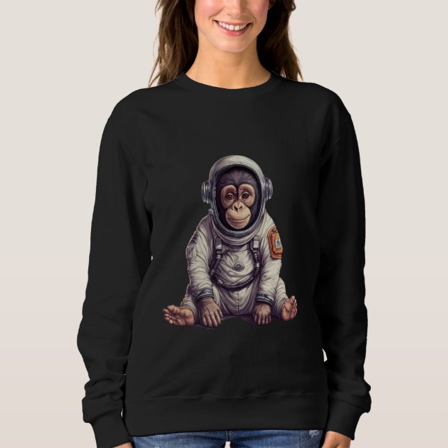 Cute Chimpanzee In Space Suit Cosmic Ape Monkey As Sweatshirt (Front)