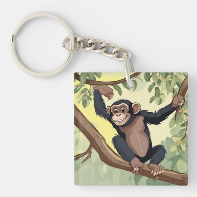 Cute Chimpanzee Keychain (Front)