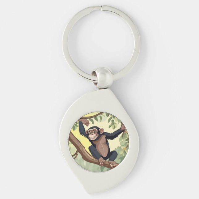 Cute Chimpanzee Keychain (Front)