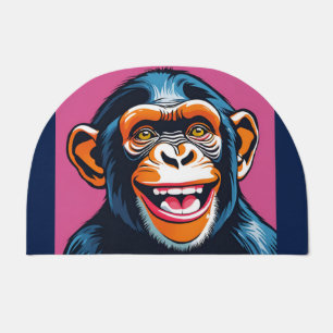 Cute Chimpanzee Laughs Doormat