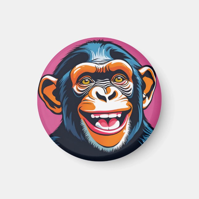 Cute Chimpanzee Laughs Magnet (Front)