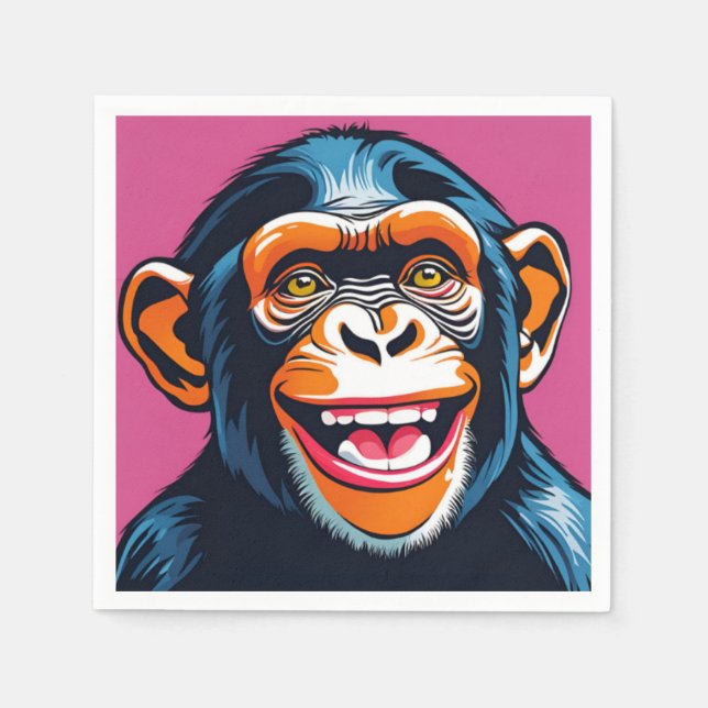 Cute Chimpanzee Laughs Napkins (Front)