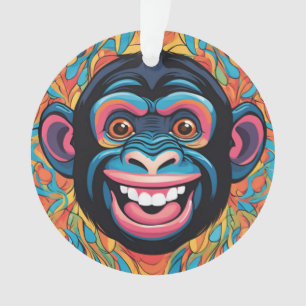 Cute Chimpanzee Laughs Ornament