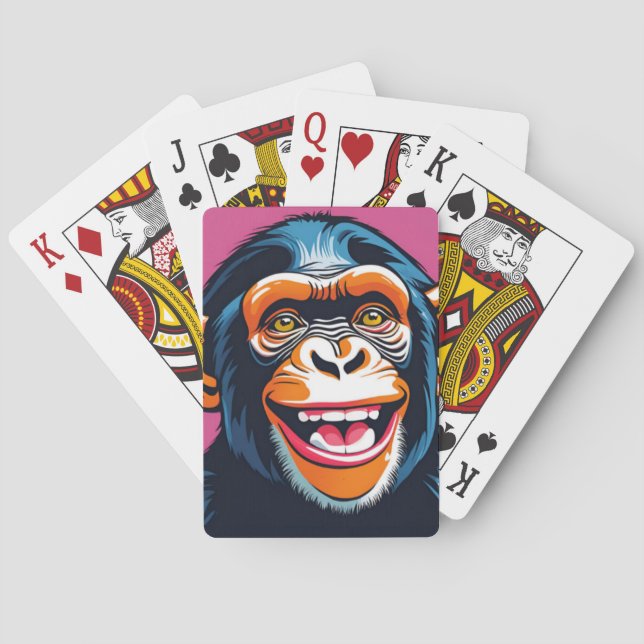Cute Chimpanzee Laughs Poker Cards (Back)