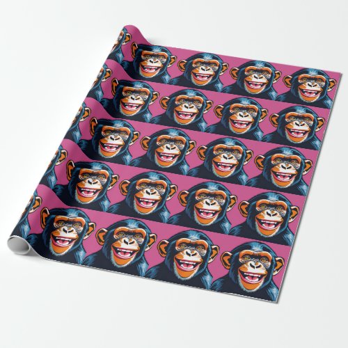 Cute Chimpanzee Laughs Wrapping Paper