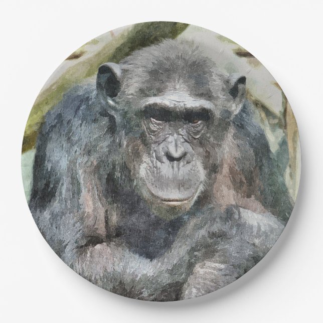 CUTE CHIMPANZEE PAPER PLATES (Front)