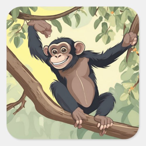 Cute Chimpanzee Square Sticker