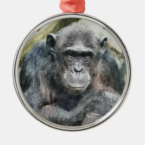 CUTE CHIMPANZEES METAL ORNAMENT